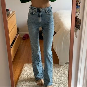 Zara flare denim blue jeans.